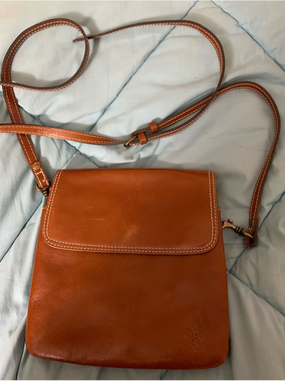 Patricia Nash Saddle Brown Leather Crossbody Bag